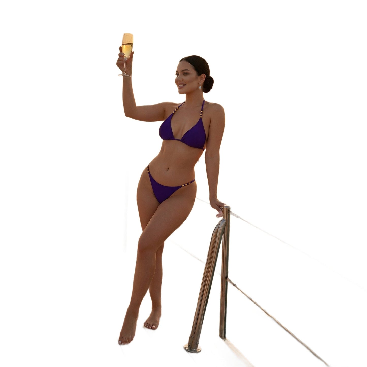 Women's Halter Strap Bikini Separate Swimsuit Solid Color Sexy Hot Girl Swimwear Slimming