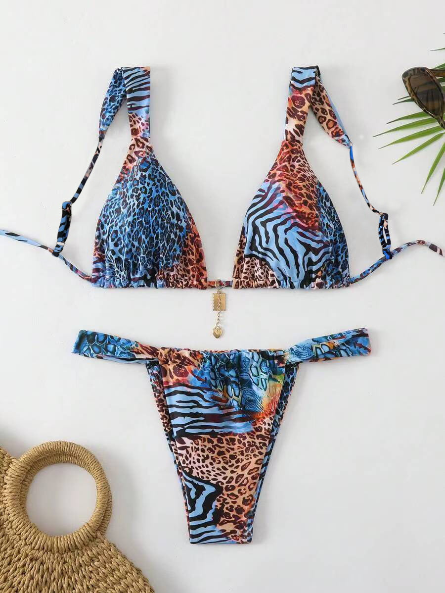 Sexy Bikini Print Strappy High end Sultry Swimsuit for Women