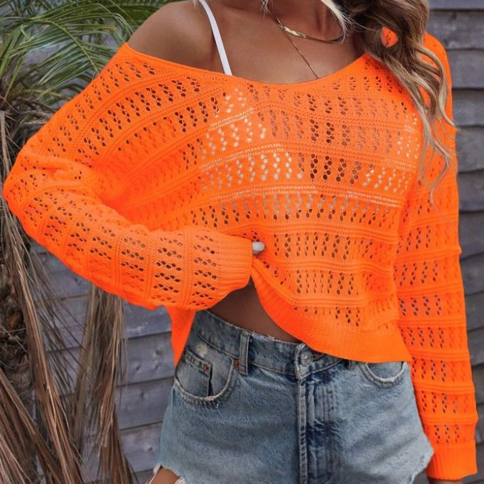 Women's Hollow Out Outer Match Knitted Sweater