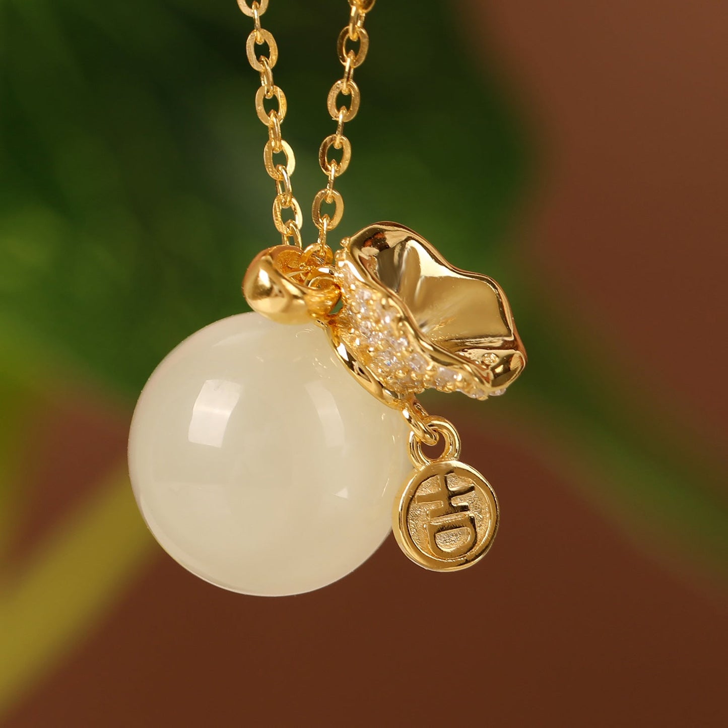 Lucky Bag Necklace S925 Silver Necklace Hetian Jade Inlaid