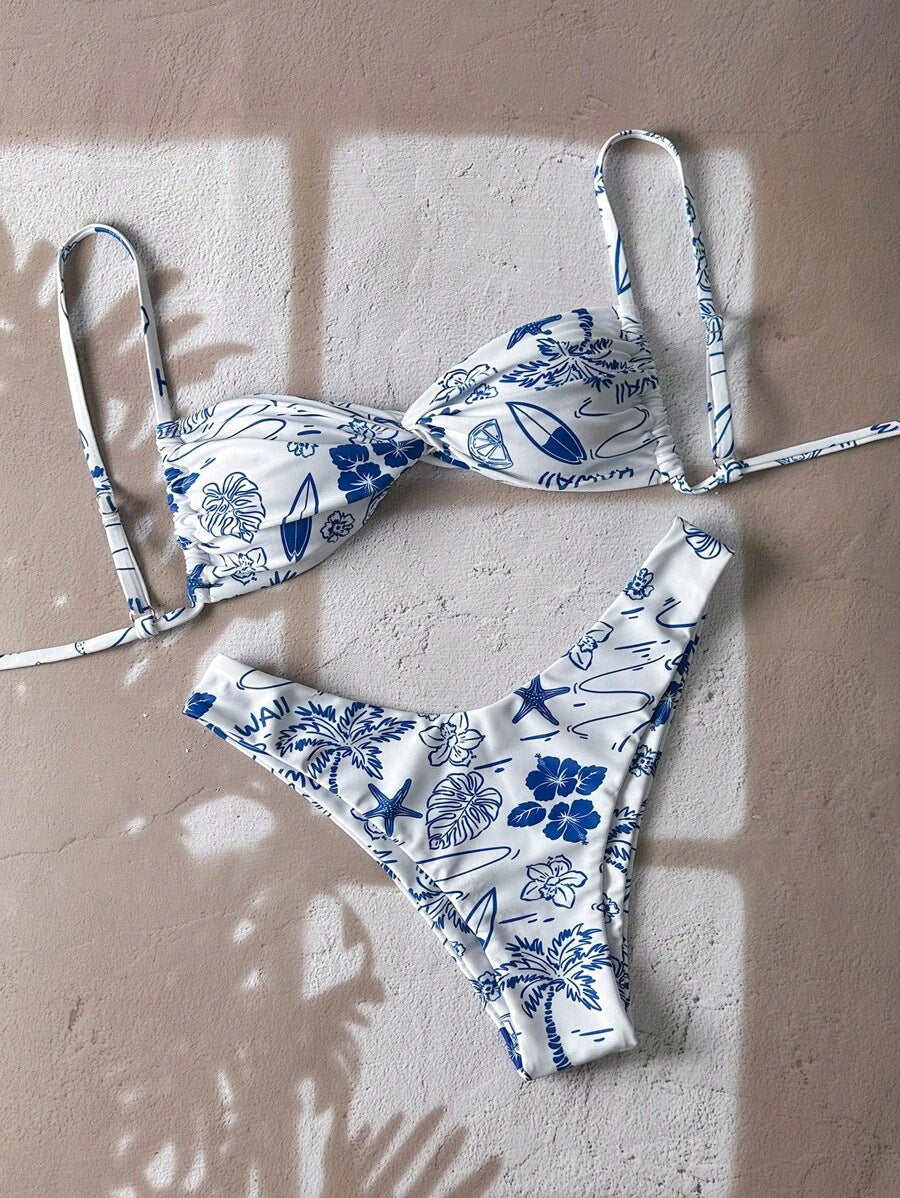 Printed Bikini Swimsuit for Women Sexy Two Piece Set Beach Vacation Swimwear