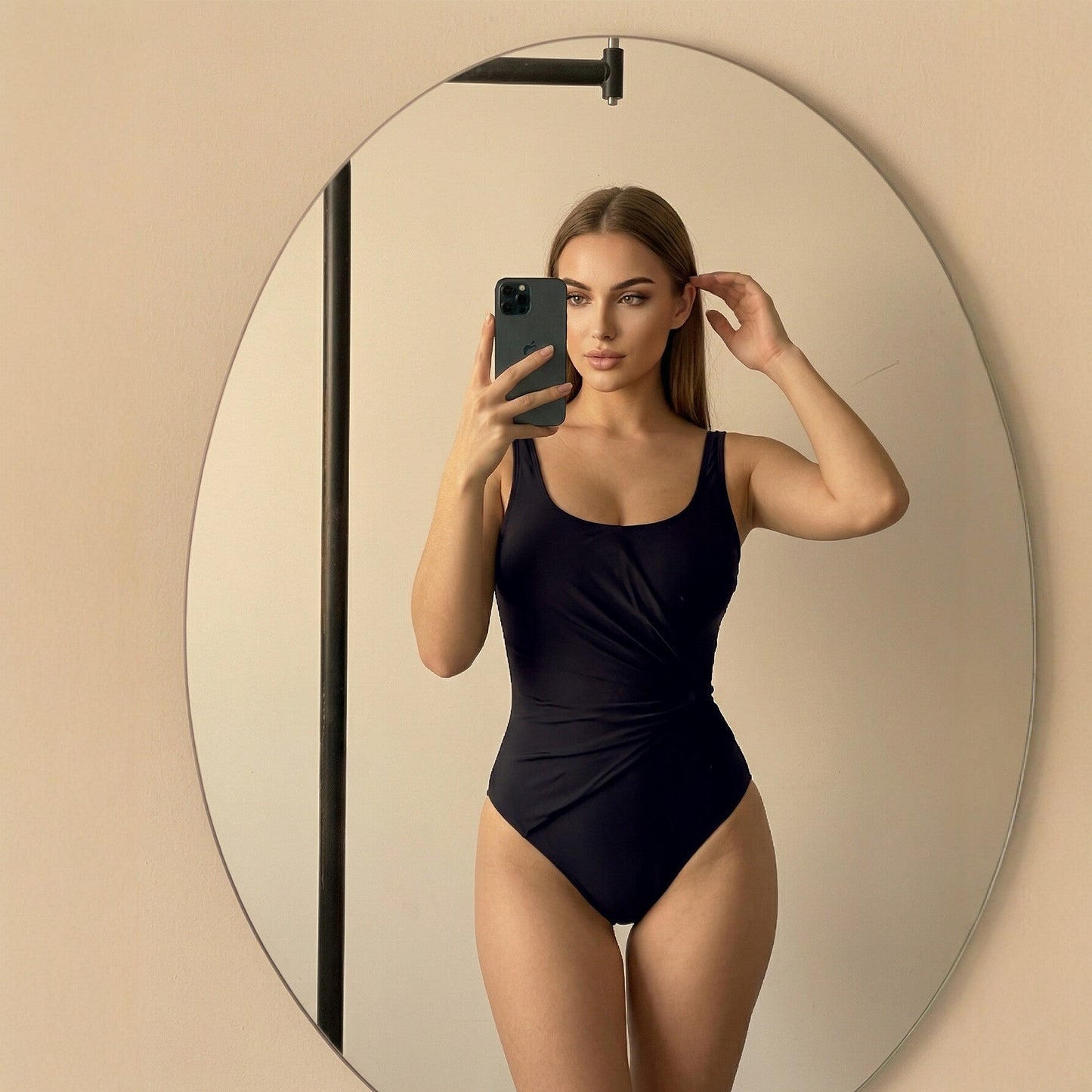Women's One Piece Swimsuit Solid Color Slimming Tummy Control Bathing Suit Hot Spring Swimming Trending Style