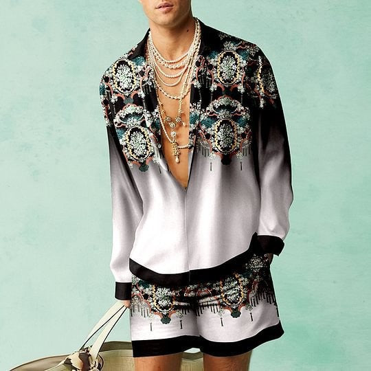 3D Print Short Sleeve Shirt Shorts Set
