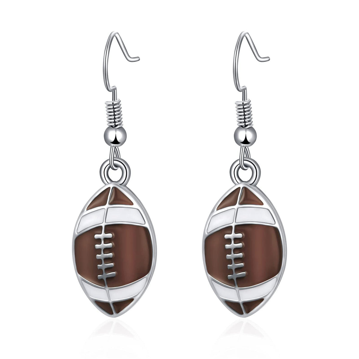 Rhinestone Football & Rugby Earrings for Women - Sparkling Sports Fan Dangle Drop Stud Earrings
