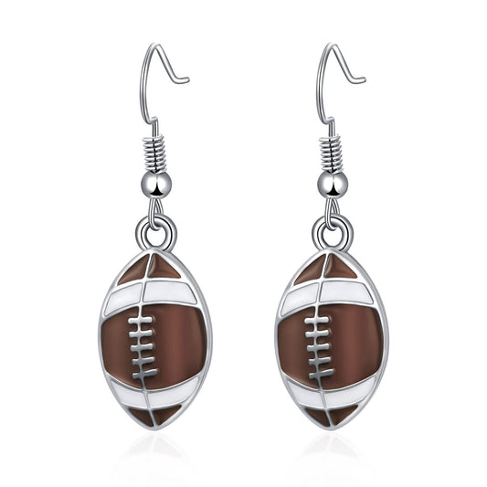 Rhinestone Football & Rugby Earrings for Women - Sparkling Sports Fan Dangle Drop Stud Earrings