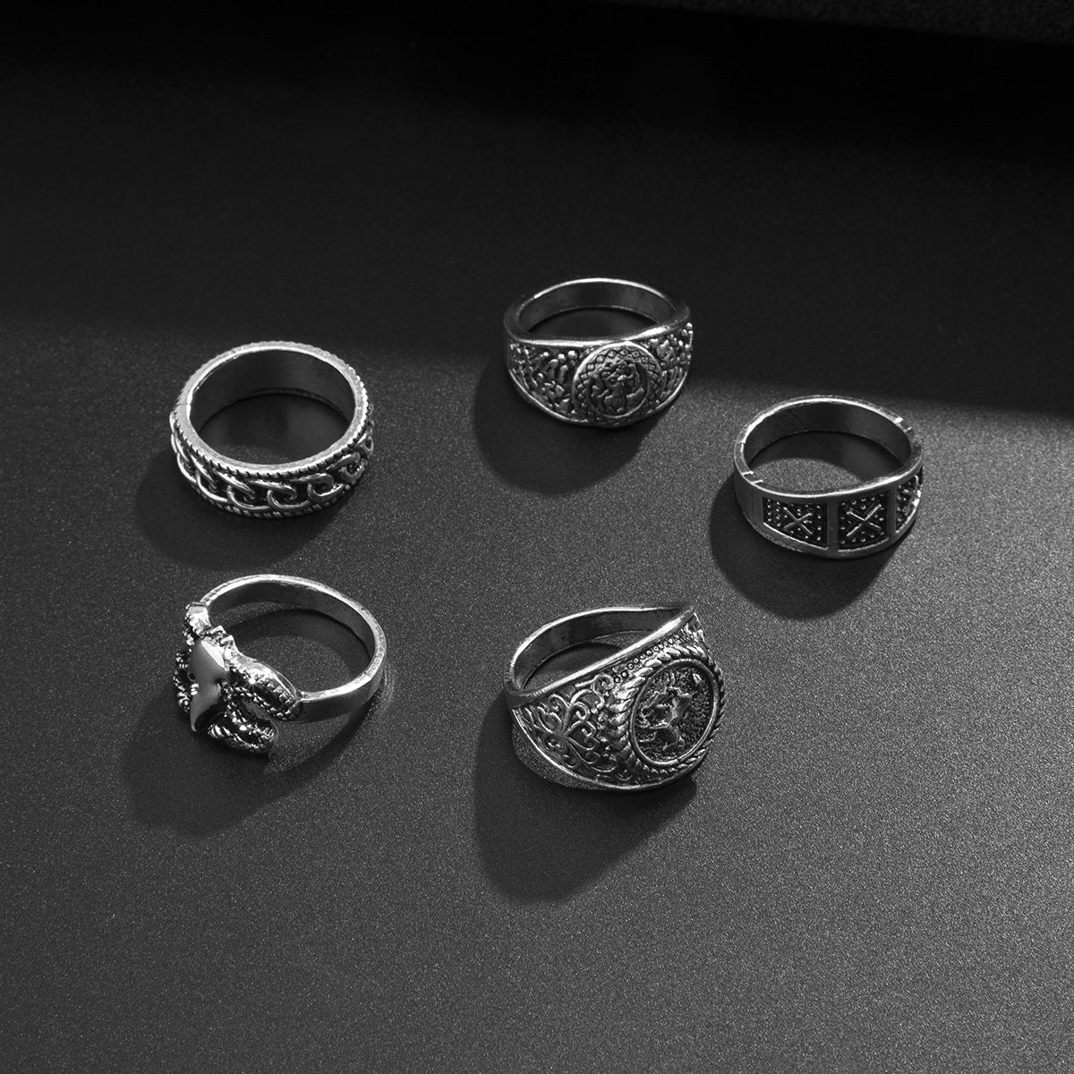 Totem Horse Flame Men's Ring Set