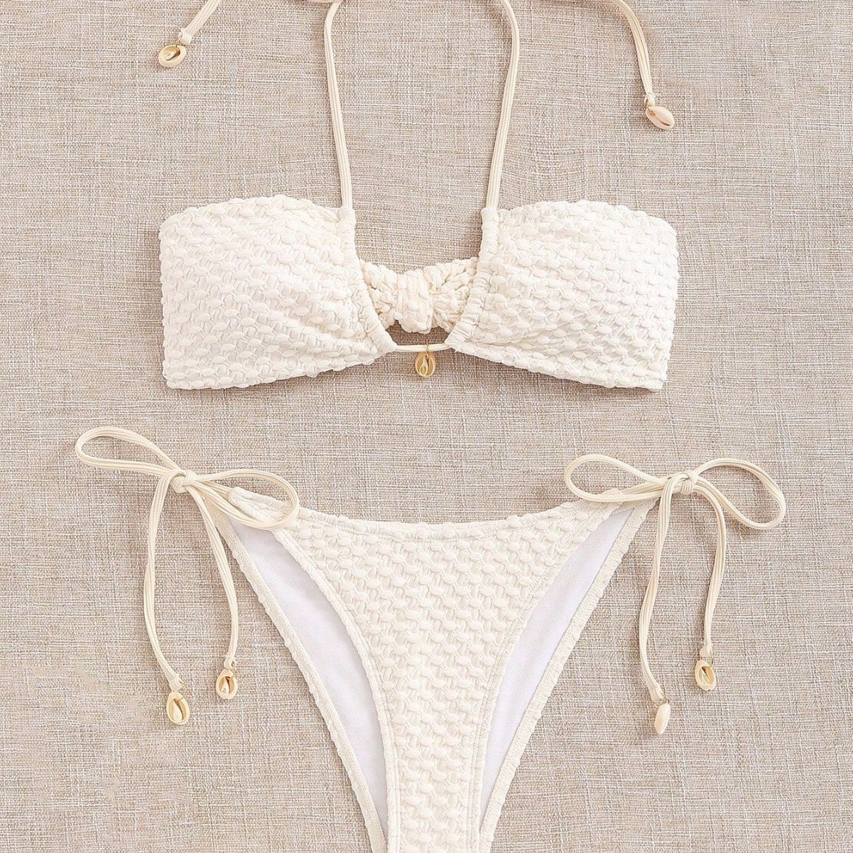 Women's Bikini Two Piece Swimsuit Shell Minimalist Swimsuit Set
