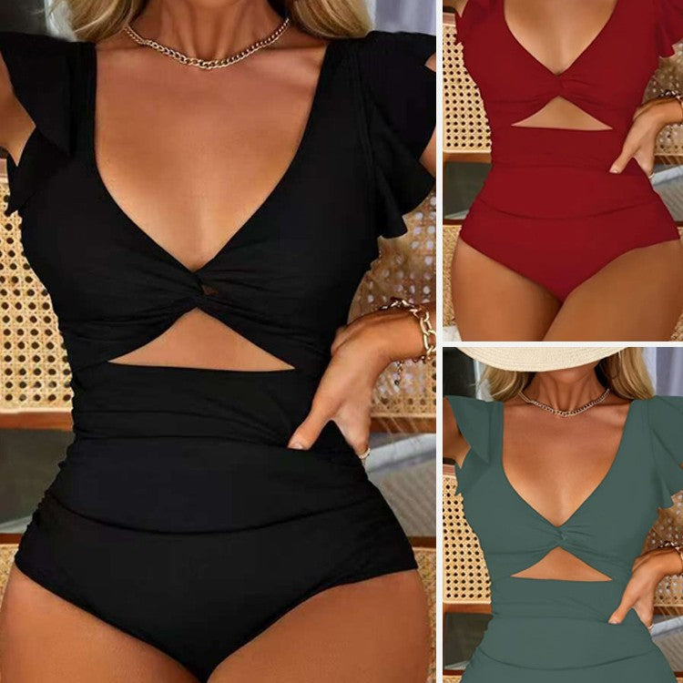 One-piece Swimsuit Sexy Backless Solid Color Slimming Women's Swimwear