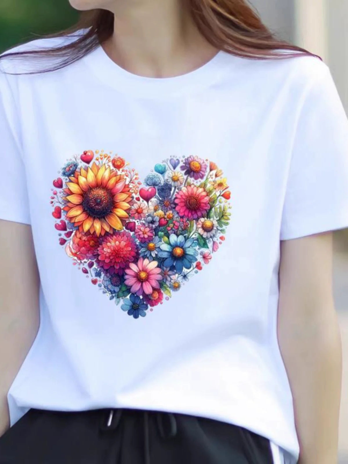Women's Butterfly Floral Print Short Sleeve T-Shirt