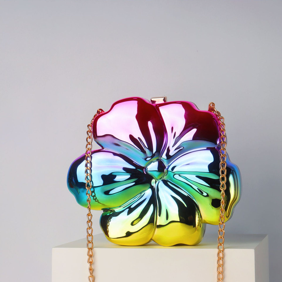 Elegant Flower Gold Acrylic Bag – Mini Dinner Bag & Prom Bag for Weddings, Parties, and Evenings