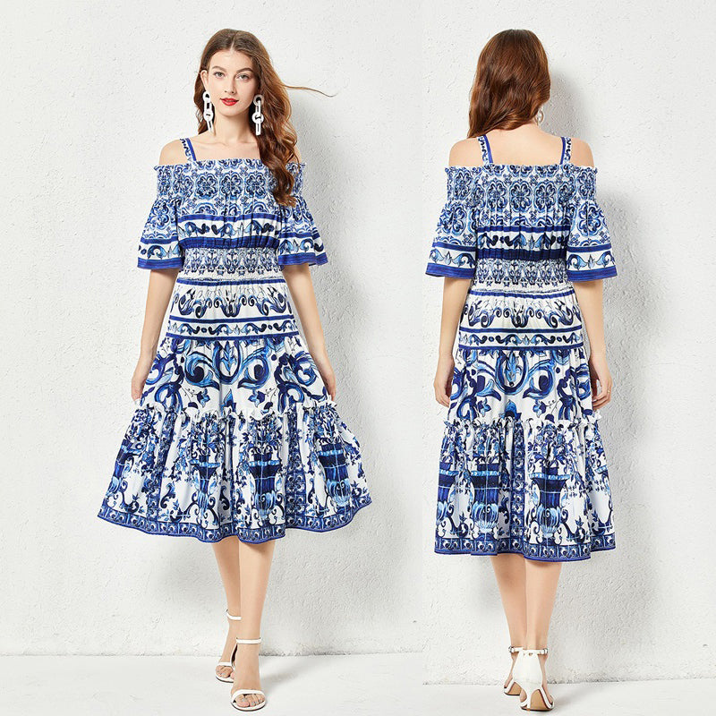 Robe d'été courte à manches courtes pour célébrité