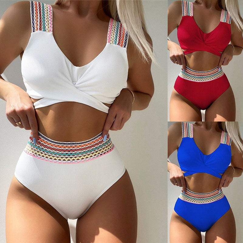 Women's Sexy Bikini Swimsuit Two Piece with Straps Beach Swimwear