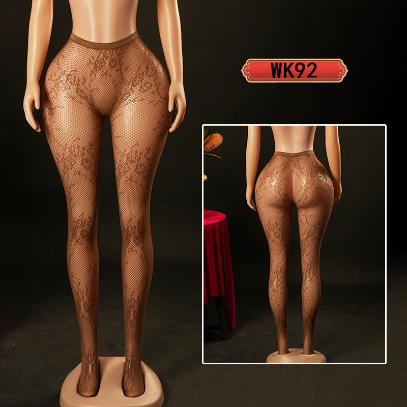Erotic Pantyhose Fishnet Stockings Nightclub Sexy Floral Jacquard Pure Desire Flirting Hollow Out