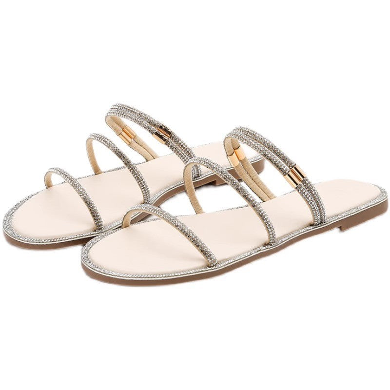 Rhinestone Flat Sandals