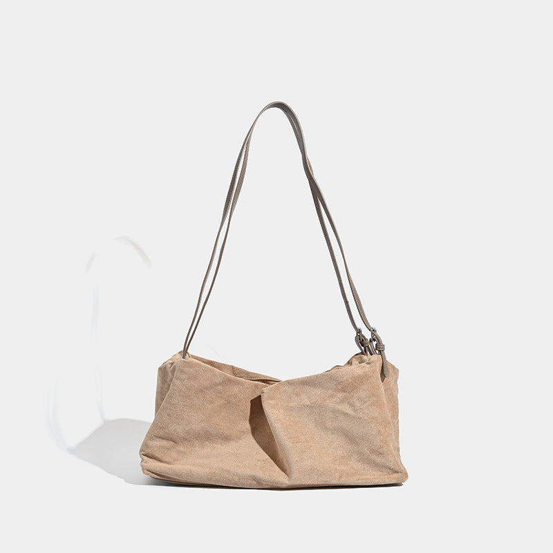 Vintage matte hobo bag, large capacity pillow bag, commuter versatile shoulder crossbody bag