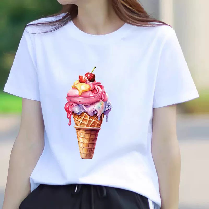 Women's Butterfly Floral Print Short Sleeve T-Shirt