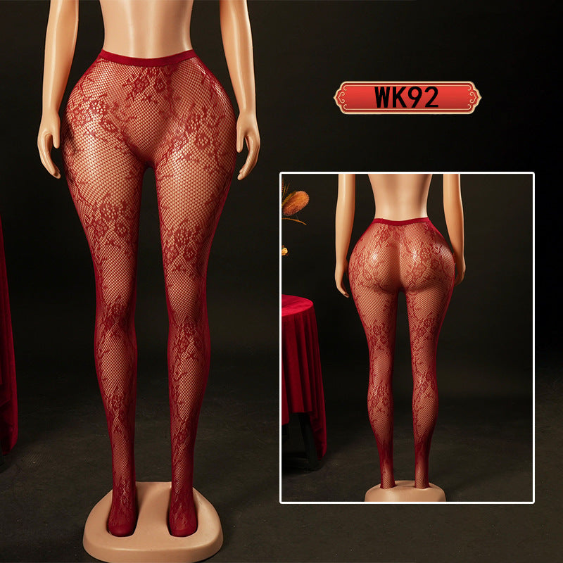 Erotic Pantyhose Fishnet Stockings Nightclub Sexy Floral Jacquard Pure Desire Flirting Hollow Out