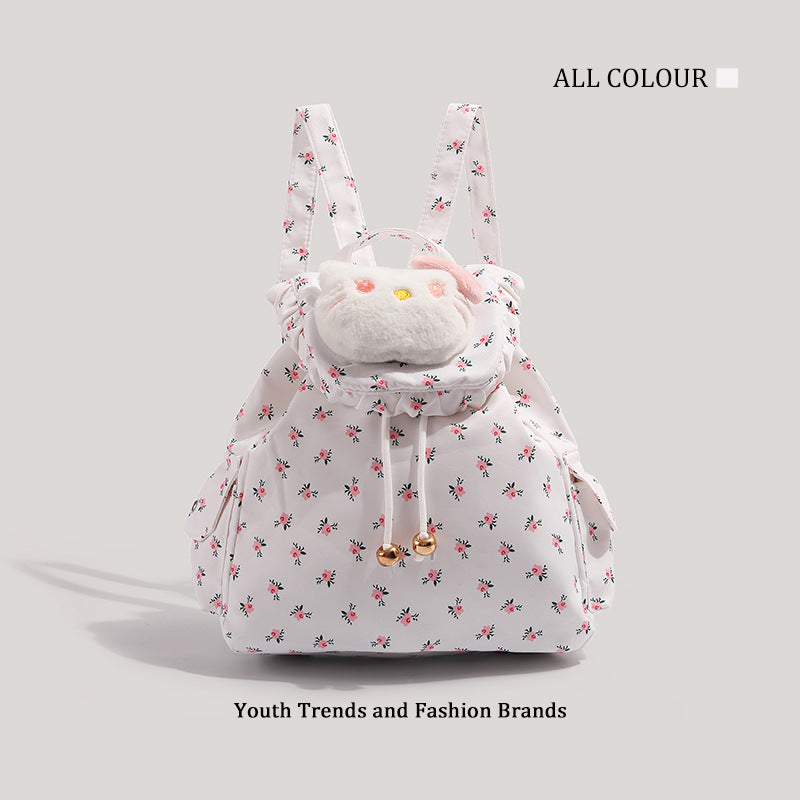 Cute small backpack for girls teens, floral canvas backpack, cute girl backpack, commuter versatile school bag for girls
