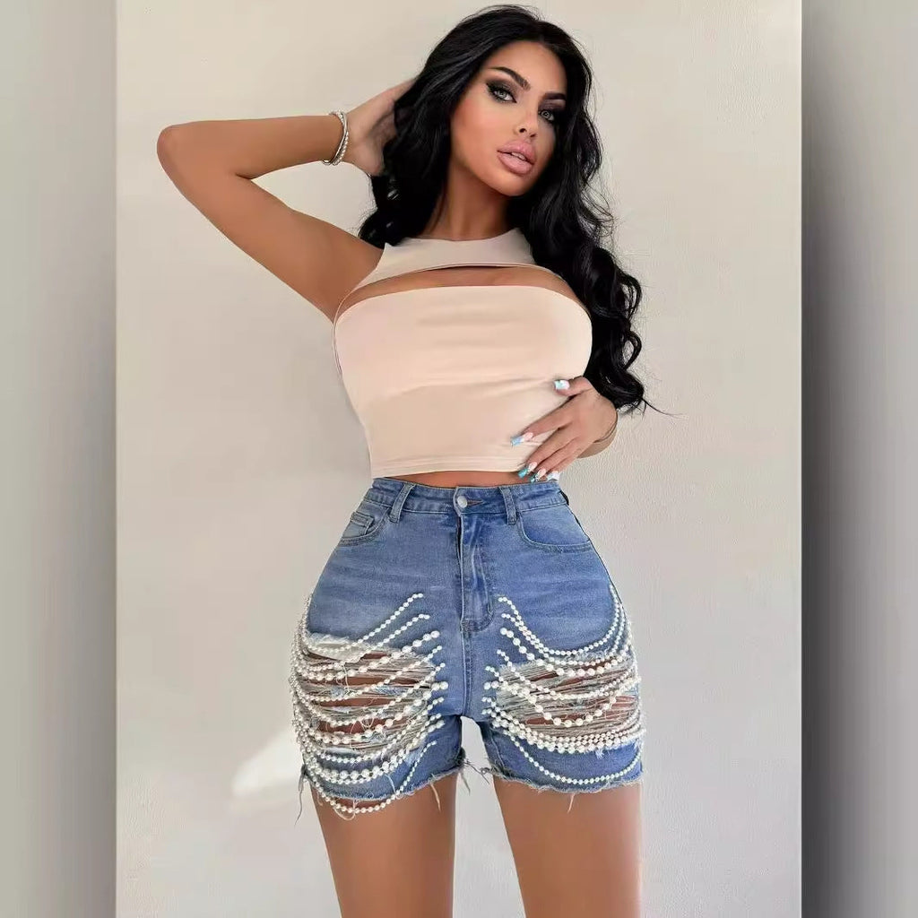 High Waist Slimming Denim Shorts