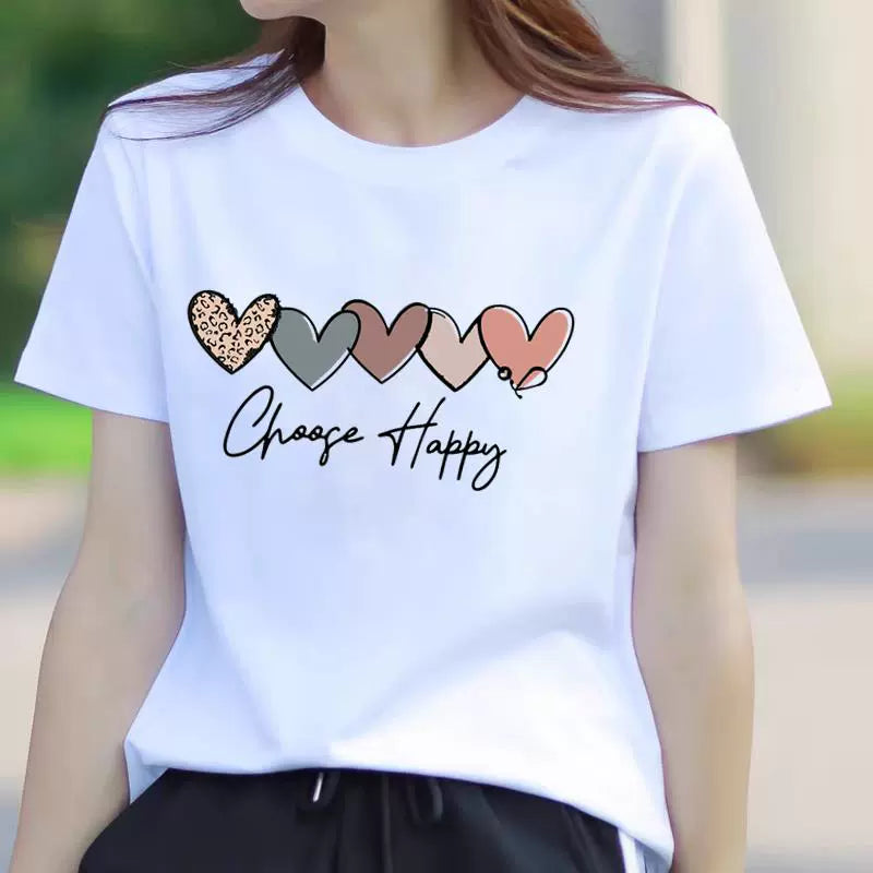 Women's Butterfly Floral Print Short Sleeve T-Shirt