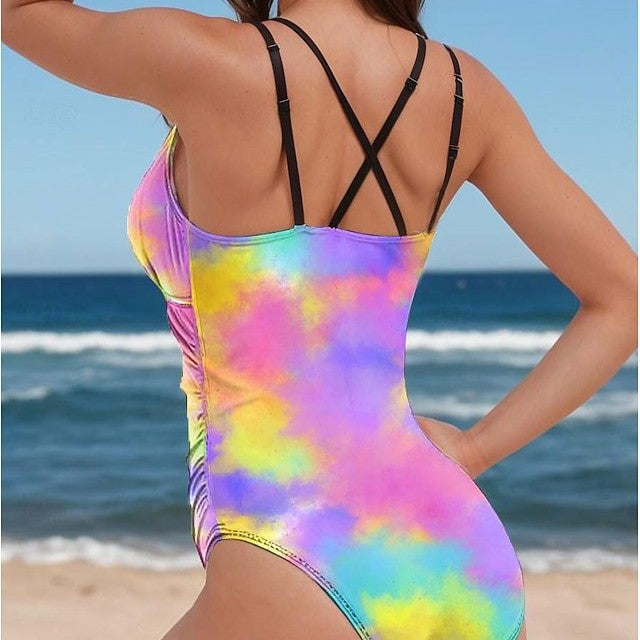 Women's One-Piece Swimsuit Multicolor Floral Print One-Piece Sexy High Elasticity Hot Selling Bathing Suit