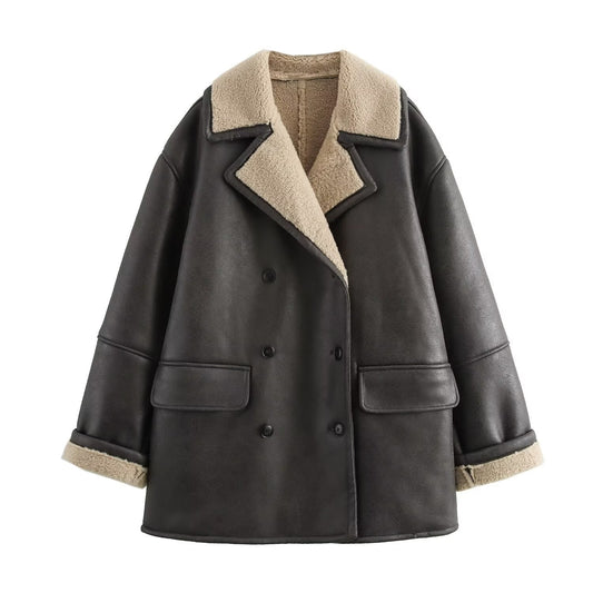 Women's Loose-Fit Fur Collar Jacket