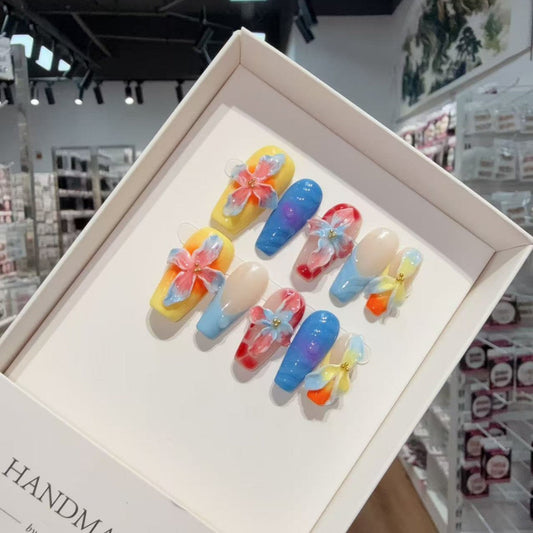 Handmade three-dimensional engraved French patch whitening autumn and winter HandmadePress on Nails