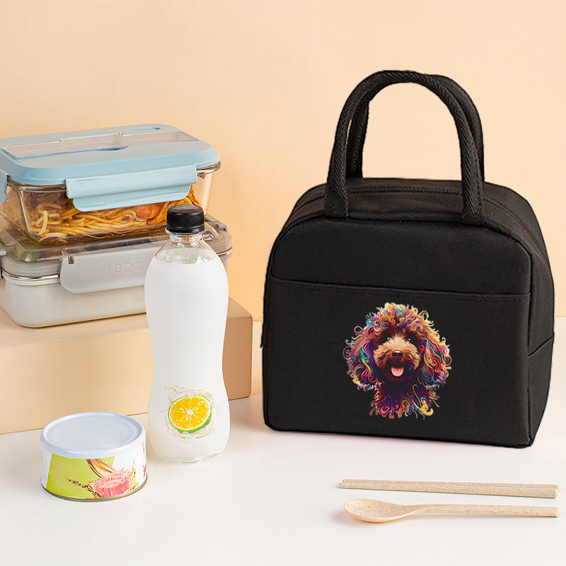 Letter pattern printed thermal insulation bag, lunch box bag, tote aluminum foil ice bag, lunch storage picnic bag, fresh-keeping bag