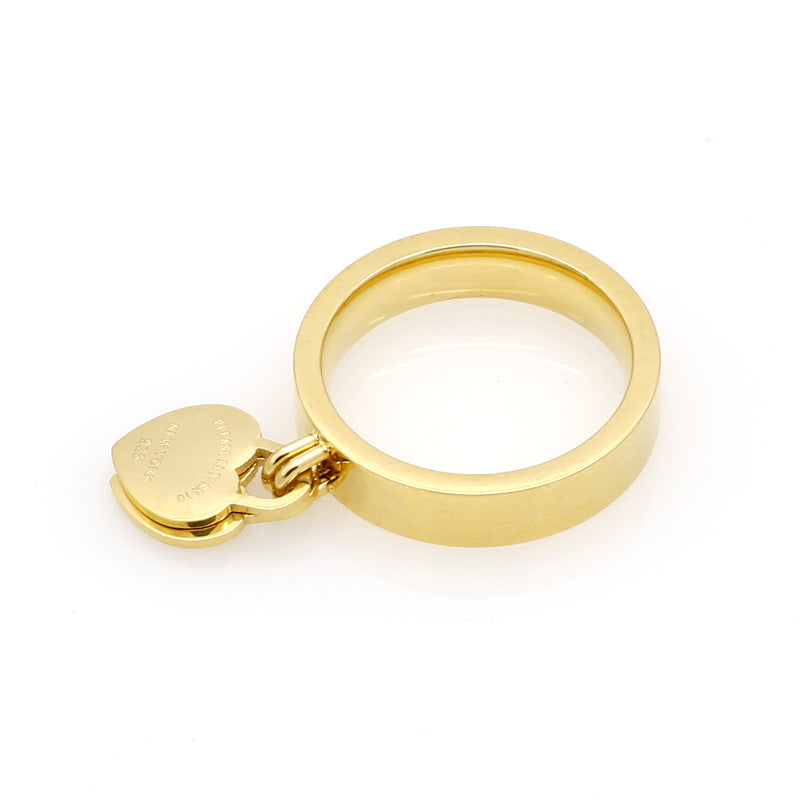 Gold-plated Heart-shaped Titanium Steel Ring