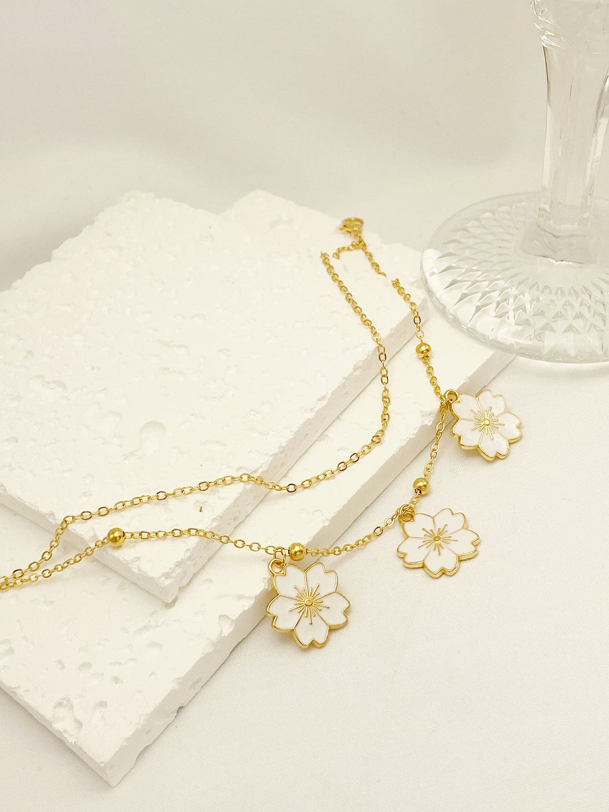 Double-layer Oil-spot Glaze Flowers Anklet