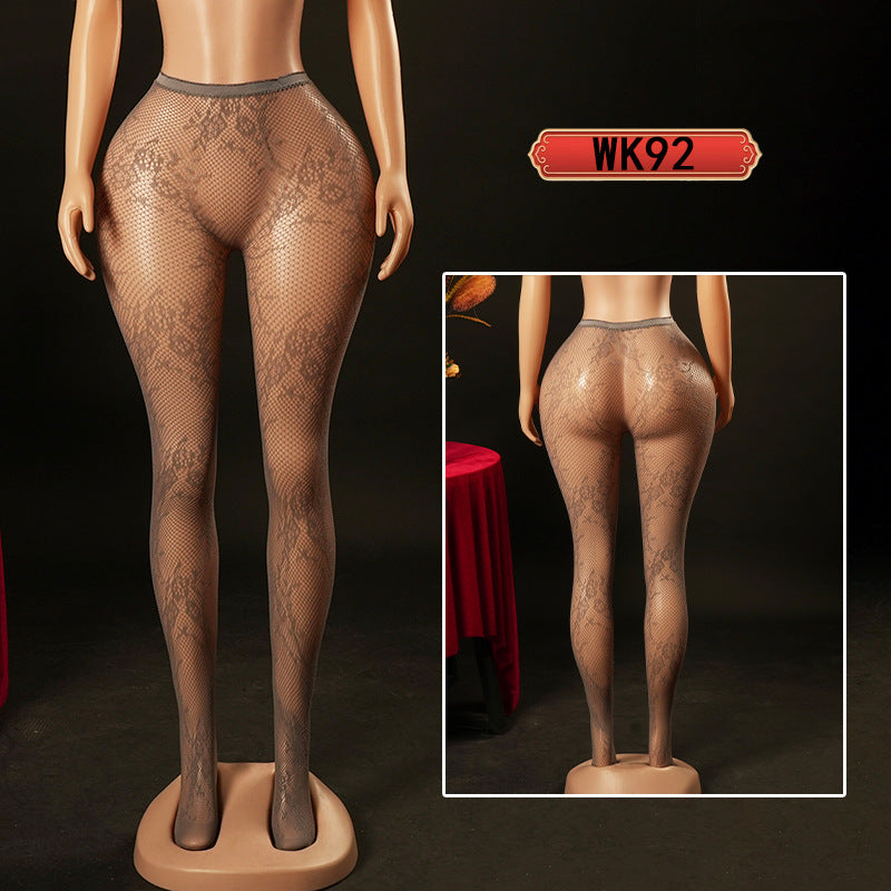 Erotic Pantyhose Fishnet Stockings Nightclub Sexy Floral Jacquard Pure Desire Flirting Hollow Out