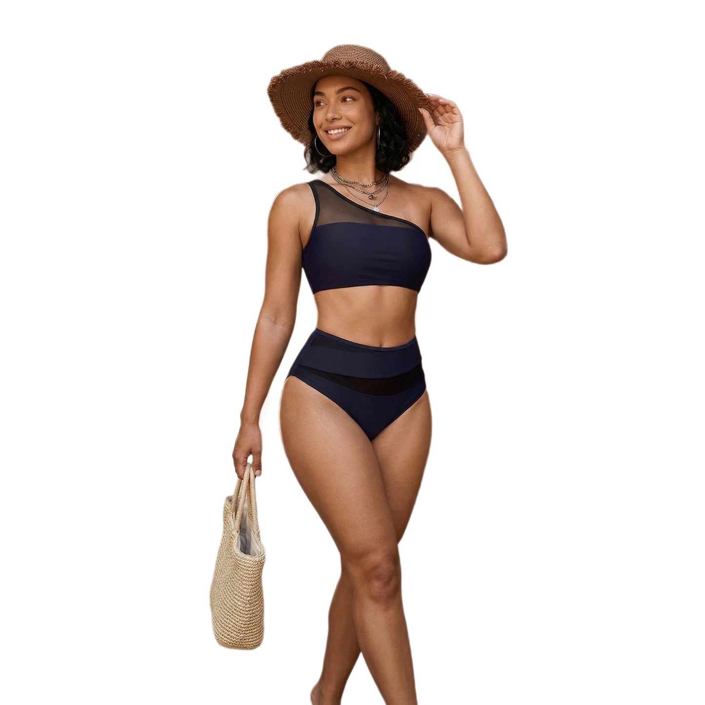 Women's High Waist Slim Hollow Out Bikini Set Two Piece Swimsuit Beach Swimwear for
