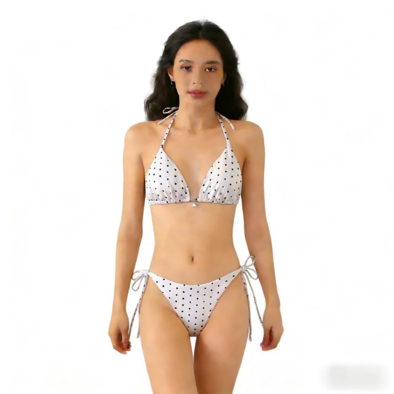 Sexy Triangle Separated Strap Multicolor Polka Dot Bikini Beach Swimwear Swimsuit