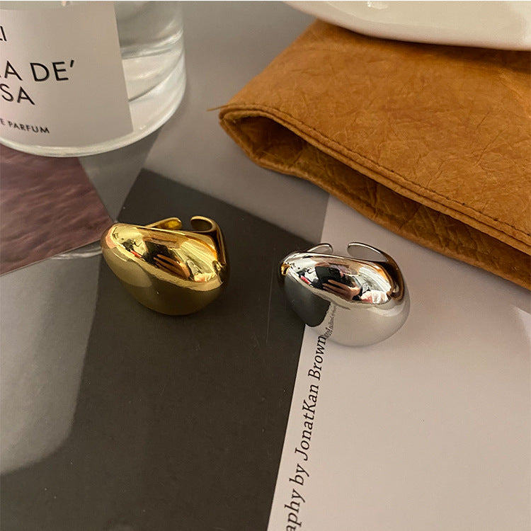 Brass Gold Plating Large Glossy Irregular Ring