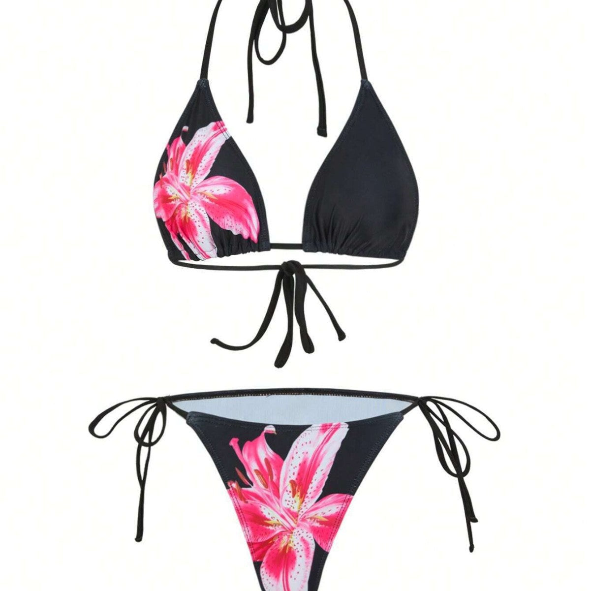 Apron Three Piece Bikini Vintage Print Long Skirt Swimsuit Women's Swimwear