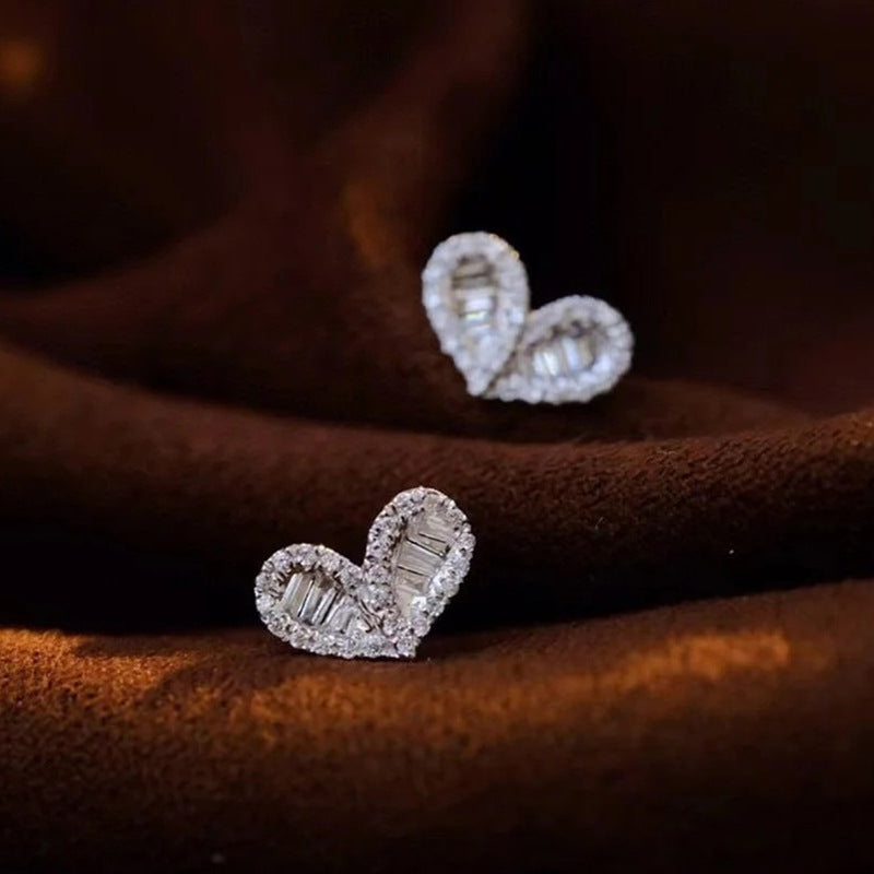 Love Heart Stud Earrings Simple And Compact