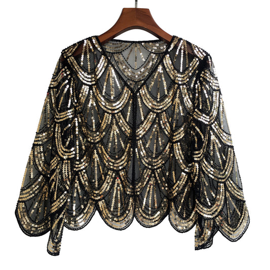 Women's Fashionable All-matching Party Banquet Sequined Coat