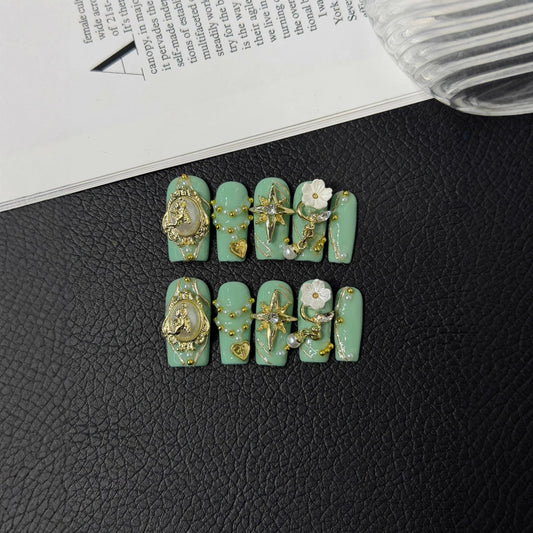 Niche court handcrafted design vintage angel sweet cool babes GlitteringHandmadePress on Nails