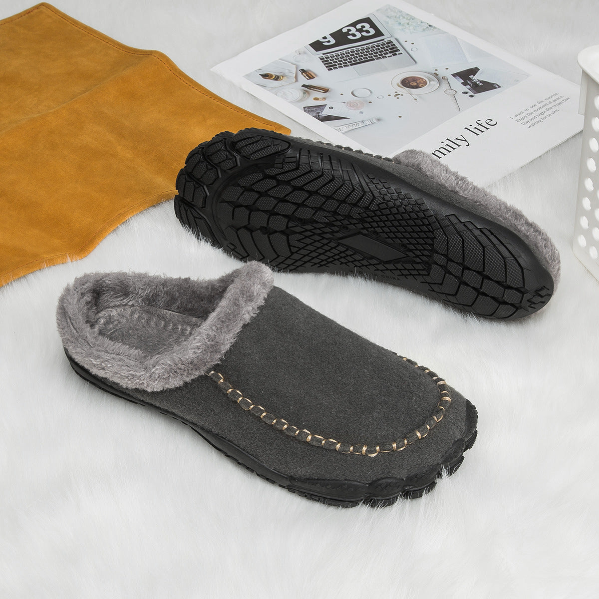 Winter Indoor Five-finger Flat Heel Warm Shoes
