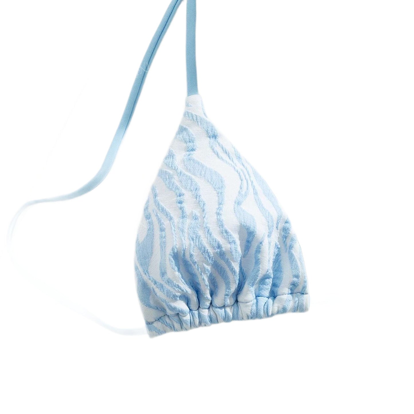 Women's Swimsuit Water Wave Pattern Bikini Set with Straps Sexy