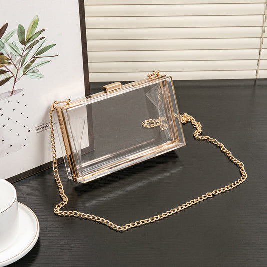 Acrylic Women's Bags, Small Square Bags, Transparent Box Bags, Dinner Bags.