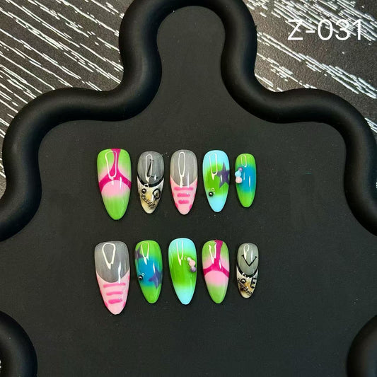 Handmade Press on Nails Patch Hottie Abbie Contrast Color Niche