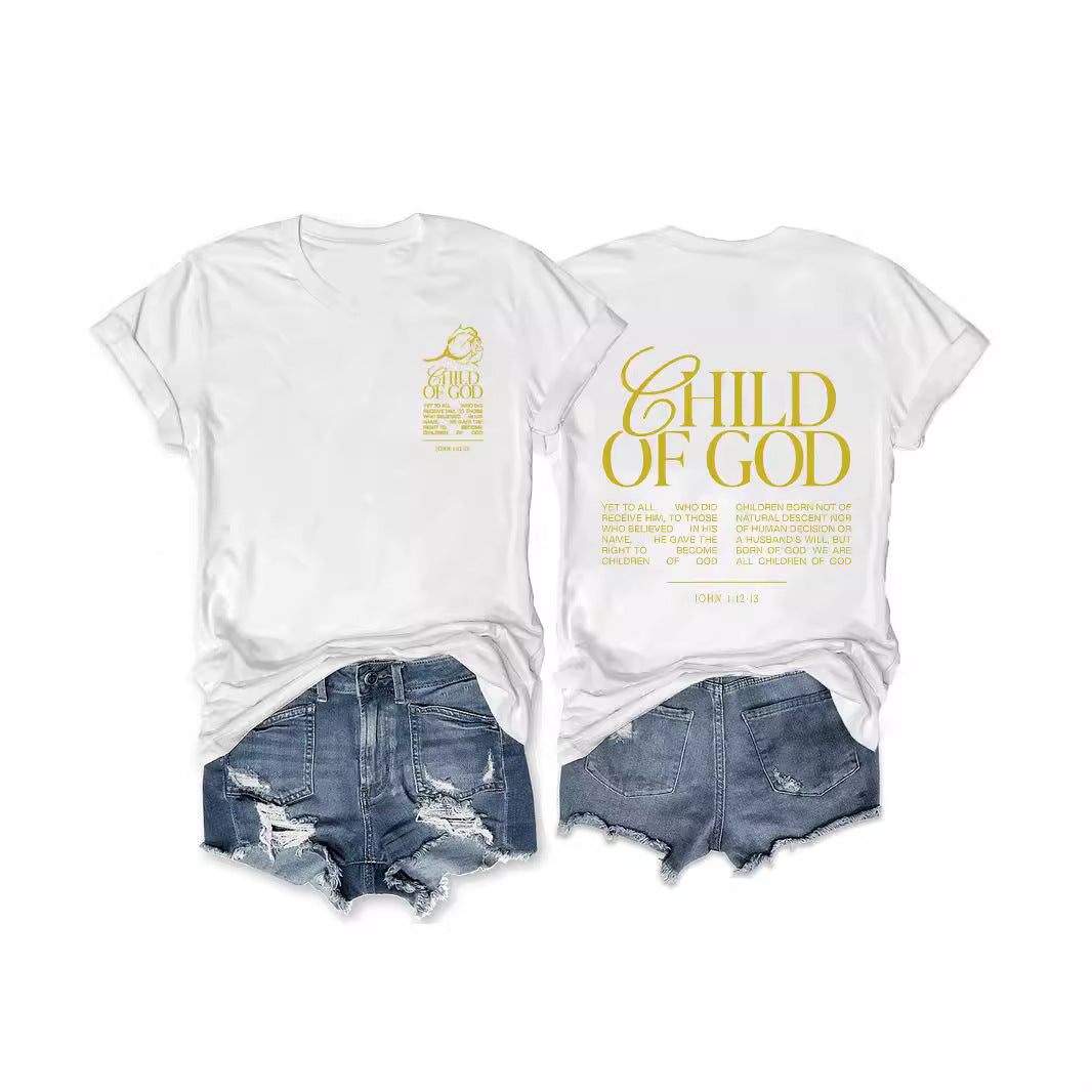 Women's Round-neck Letter Short Sleeve T-shirt