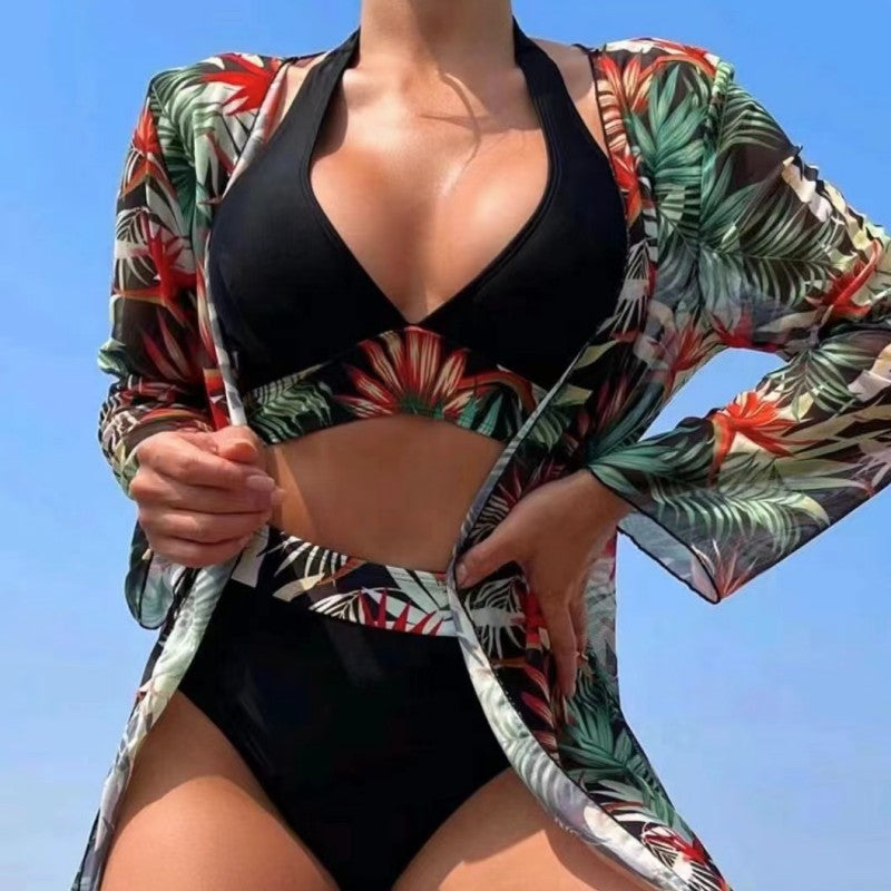 Women's 3 Piece Swimsuit Set High Waist Bikini Sexy Split Bathing Suit