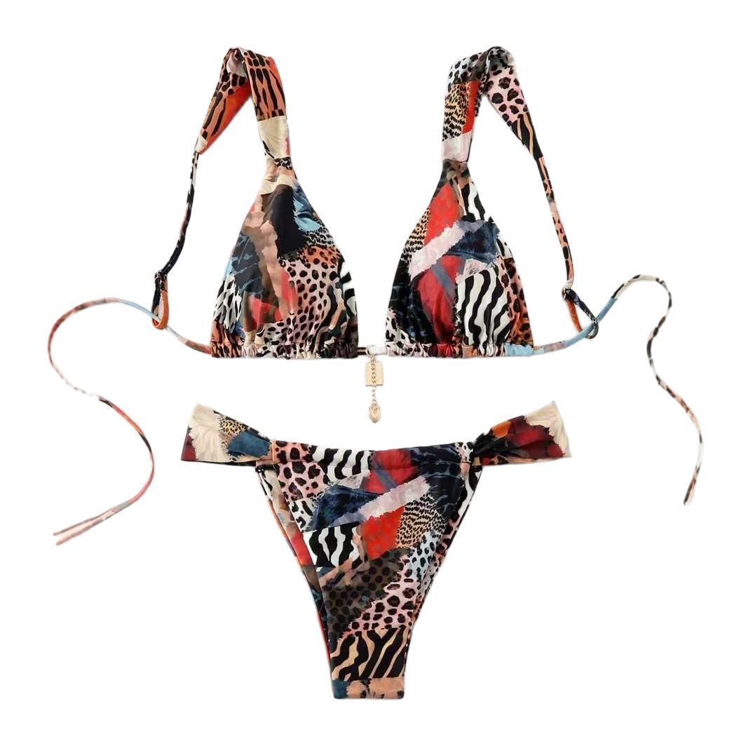 Sexy Bikini Print Strappy High end Sultry Swimsuit for Women