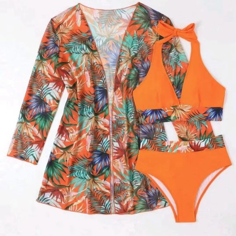 Women's 3 Piece Swimsuit Set High Waist Bikini Sexy Split Bathing Suit