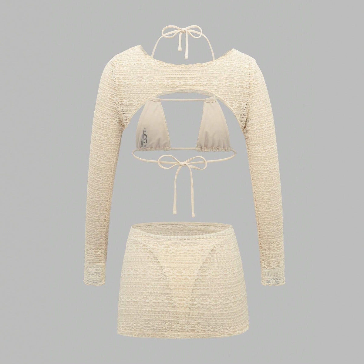 Sexy Bikini Swimsuit Long Sleeve Cover Up Skirt 4 Piece Set