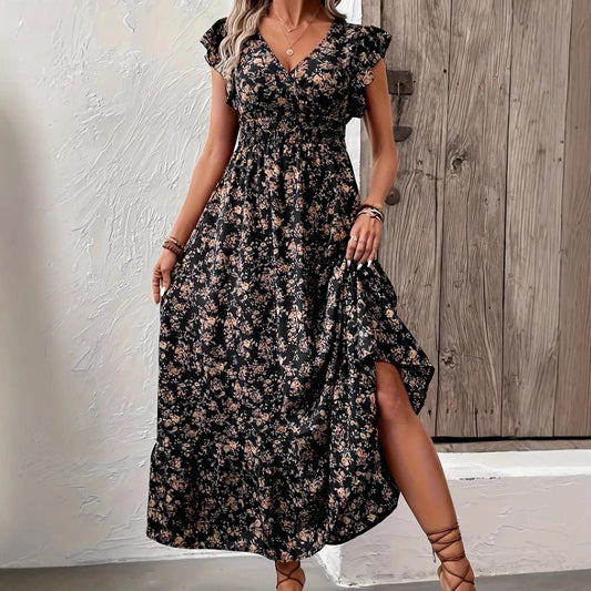 Printed French dress floral dress
