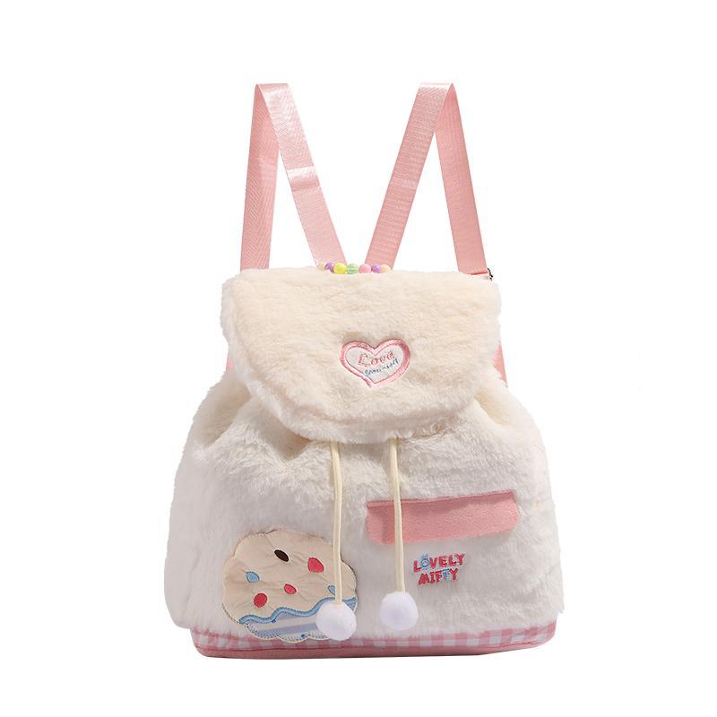 Autumn and winter fluffy backpack purse mini, fashionable female sweet plush backpack small, versatile student bag, toddler purse