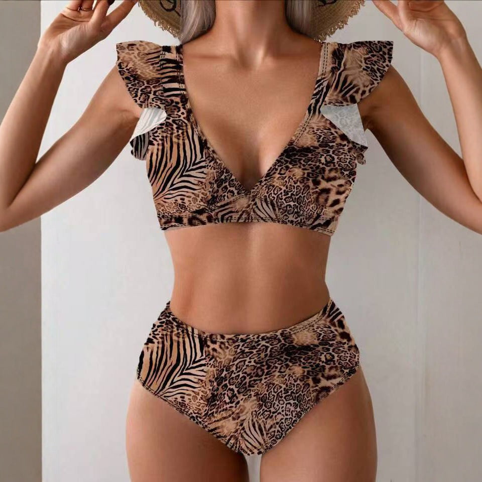 Women's Printed High Waist Bikini Two Piece Sexy Separate Swimwear